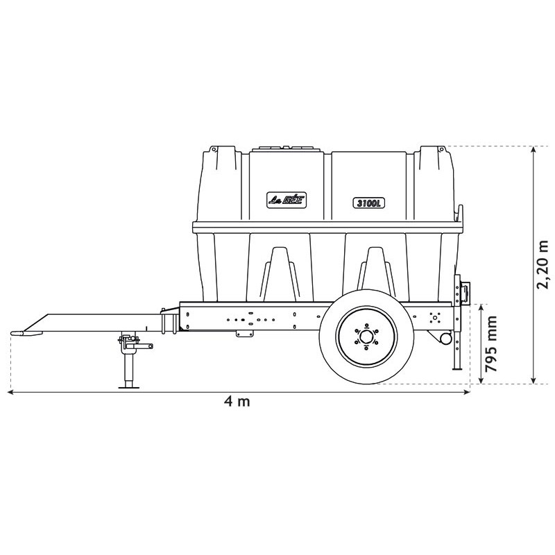 3100 l fahrbarer Tank für Schlepper