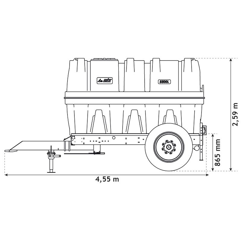 5500 l fahrbarer Tank für Schlepper